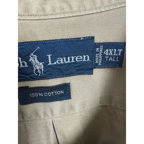 Polo Ralph Lauren Shirt Mens 4XLT Big & Tall Khaki Tan Short Sleeve Button Down - Picture 3 of 8